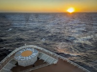 Sunset and bow from in the Solarium on Anthem of the Seas