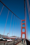 Walking along the Golden Gate Bridge in San Francisco