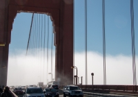 Walking along the Golden Gate Bridge in San Francisco