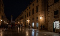 Along the Stradun in Dubrovnik, Croatia around sunset