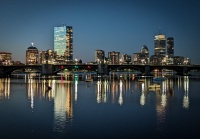 View of Boston in the morning from Cambridge, MA