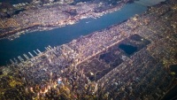 Flying over New York City