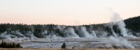 Geyser Hill at Sunrise at Old Faithful Geyser in Yellowstone, WY