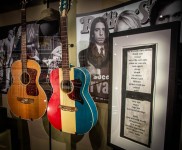Acoustic bass and guitar used for Nirvana's MTV Unplugged concert at the Museum of Pop Culture in Seattle
