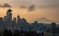 Seattle around sunrise from Kerry Park