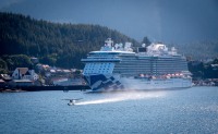 Seaplane landing and Majestic Princess from Sapphire Princess
