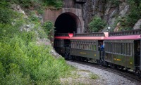 On White Pass and Yukon Route train in Skagway