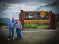 Jack and Mary Lou at Welcome to Alaska sign