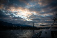 Sunrise at Lionsgate Bridge near Vancouver from Sapphire Princess