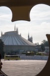 View of Space Mountain and Cinderella's Castle from monotail at Tokyo Disnleyland