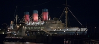 USS Columbia at night at DisneySea