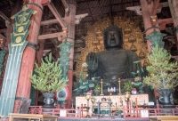 Inside Daibutsu-den (Hall of the Great Buddha) at Todai-ji in Nara
