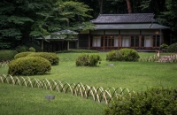 Kakuun-tei (Tea House) in Meiji Shrine Inner Garden in Tokyo