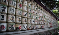 Sake casks at Meiji Shrine in Tokyo