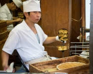 Along the Nakamise Shopping street in Asakusa Tokyo