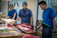 Tuna butchering at Tsukiji Fish Market