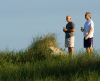 Checking out the morning surf