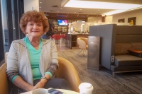 Fran at Newark airport while traveling to Japan