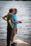 Kyle and Peter fishing at Lucys camp on Burns Pond in Whitefield NH