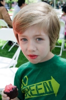 Enjoying a Rutger\'s Cupcake