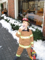 Trick-or-treating in Westfield in the snow