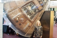 With the Apollo 11 command module at the Smithsonian Air and Space Museum