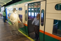 Getting on the CTA subway car at the Smithsonian American History Museum