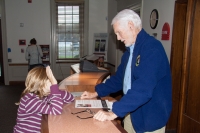 Kyle getting yet one more Junior Ranger badge at Manassas