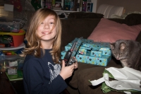 Kyle opening his birthday presents at our house in Fanwood