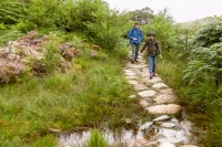 Kyle and Paul hiking along the Aberglaslyn Gorge