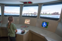 Kyle in the ship simulator at the National Maritime Museum in Greenwich