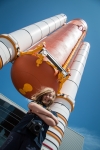 Kyle and Space shuttle boosters at Kennedy Space Center