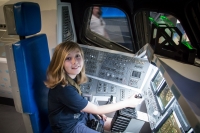 Kyle in play space shuttle at Kennedy Space Center