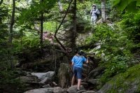 Kyle and Peter hiking the trail to Sterling Pond in Smugglers Notch (Cambridge) Vermont