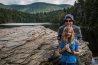 Kyle and Peter hiking the trail to Sterling Pond in Smugglers Notch (Cambridge) Vermont