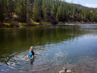 Swimming in the Firehole River in Yellowstone