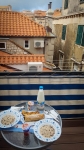 Breakfast on our balcony in Dubrovnik
