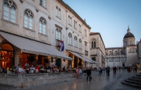 Along the Stradun in Dubrovnik around sunset