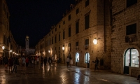 Along the Stradun in Dubrovnik around sunset