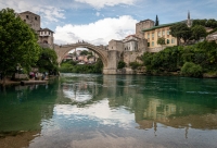 Stari Most (Old Bridge) from lunch restaurant in Mostar, Bosnia-Herzegovina