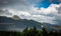 On the highway between Plitvice Lakes and Split in Croatia