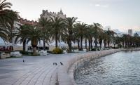 Along the Riva in the early morning in Split, Croatia