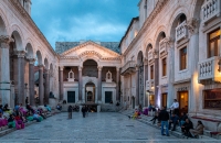 Peristyle at dusk in Split, Croatia