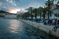 Along the Riva near sunset in Split, Croatia