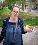 Suzanne with a KÃ¼rtÅ‘skalÃ¡cs in Zagreb