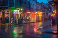 Along Bourbon Street in the French Quarter in New Orelans