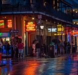 Along Bourbon Street in the French Quarter in New Orelans