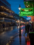 Along Bourbon Street in the French Quarter in New Orelans