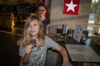 Kyle getting his Junior Ranger Badge at Gettysburg National Battlefield