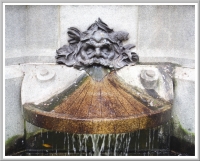 Detail of the fountain in Place d'Arms in Montreal